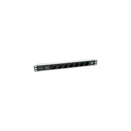 Regleta EQUIP 7xSchuko 2xUSB Rack 1U Negra (EQ333315)