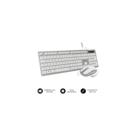 Tecl+Ratón SUBBLIM Ergo Flat USB Plata/Blanco (CEKE60)