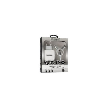 Cargador Pared SUBBLIM USB Cable 3en1 (SUB-CHG-1ZWC01)