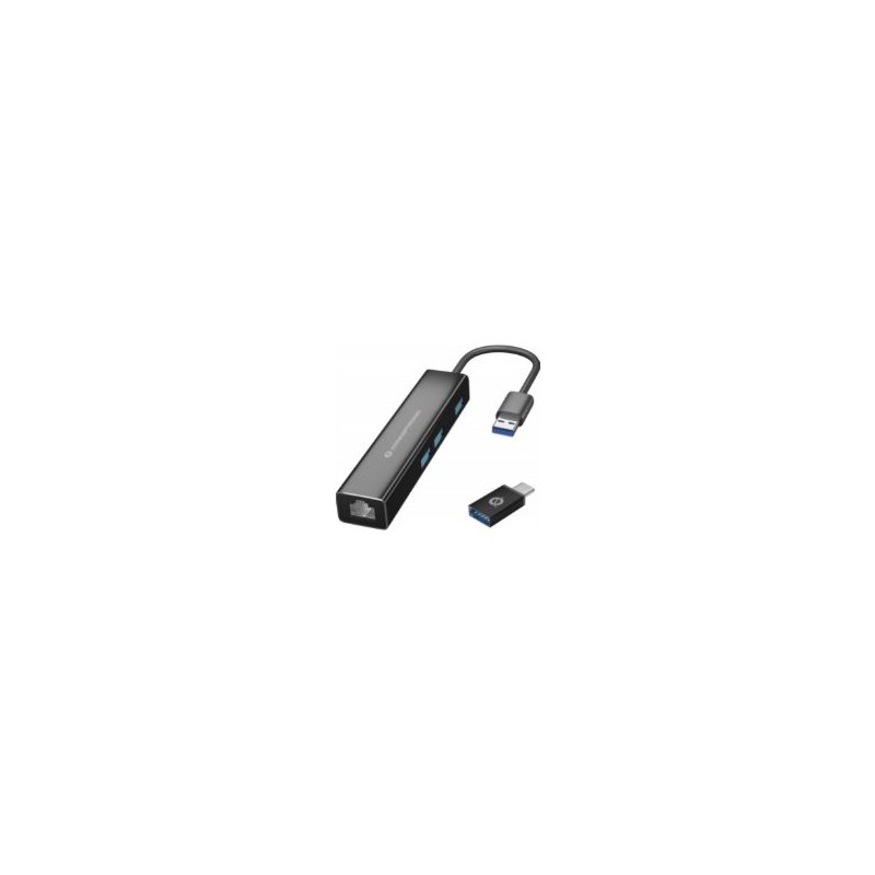Hub CONCEPTRONIC USB-A a 3USB-A 1xRJ45 Negro (DONN07BA) Hub CONCEPTRONIC USB-A a 3USB-A 1xRJ45 Negro (DONN07BA)