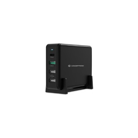 Cargador CONCEPTRONIC 65W 3USB-A 1USB-C Negro (OZUL01B)