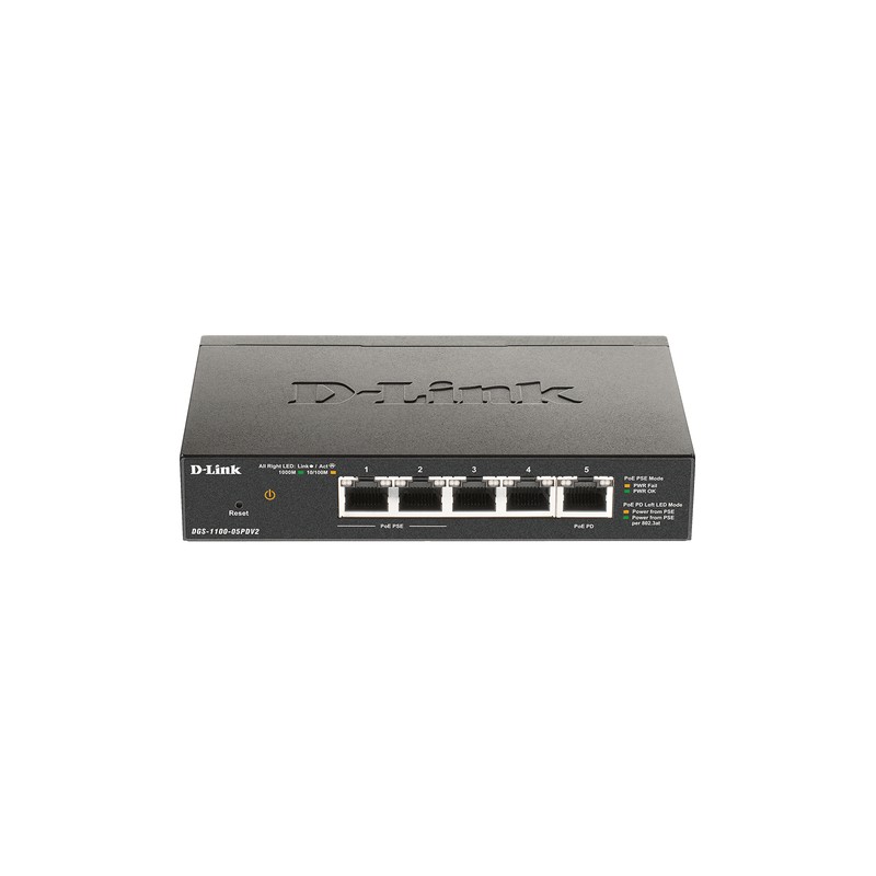 Switch D-Link 5xRJ45 GbE PoE Negro (DGS-1100-05PDV2)