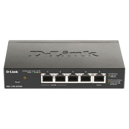 Switch D-Link 5xRJ45 GbE PoE Negro (DGS-1100-05PDV2)