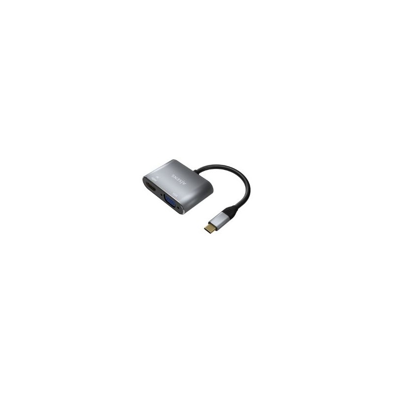 Adaptador AISENS USB-C a VGA/HDMI 15cm Gris (A109-0627)