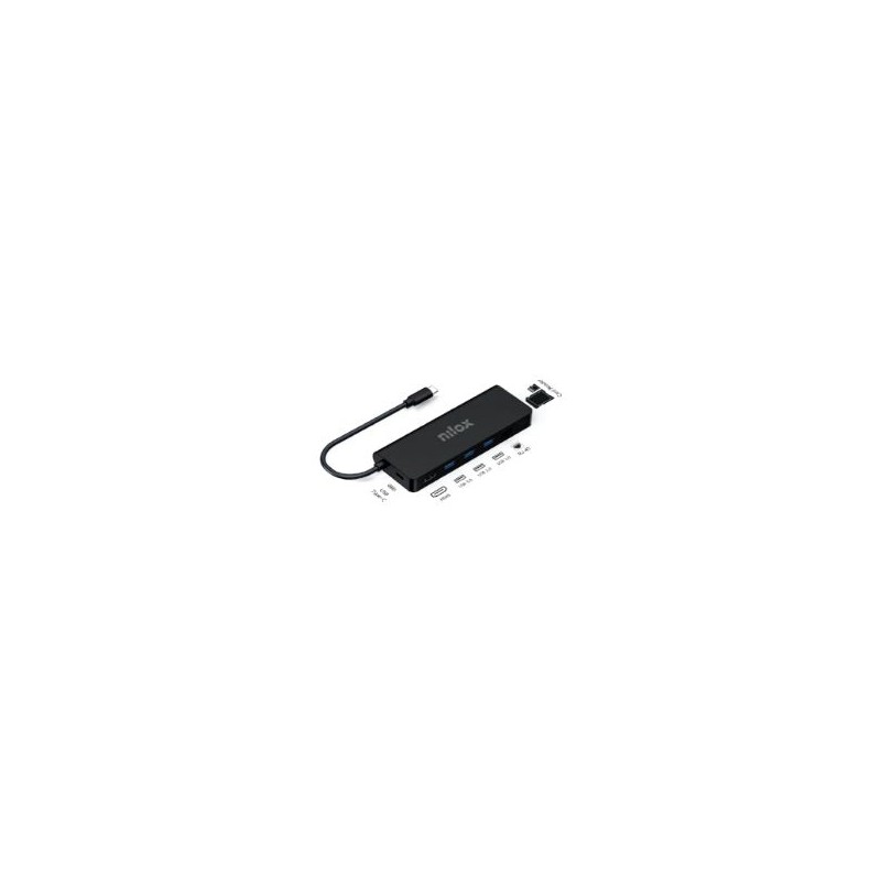 Docking Station NILOX 8 en 1 USB-C Negro (NXDSUSBC04) Docking Station NILOX 8 en 1 USB-C Negro (NXDSUSBC04)