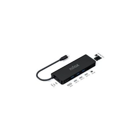 Docking Station NILOX 8 en 1 USB-C Negro (NXDSUSBC04)