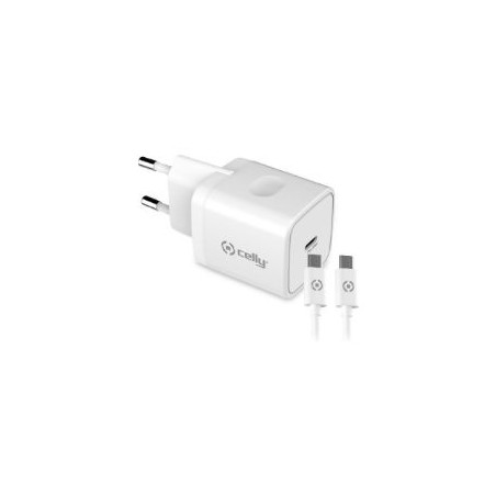Cargador Pared CELLY USB-C Cable USB-C (TC1C20WTYPECWH)