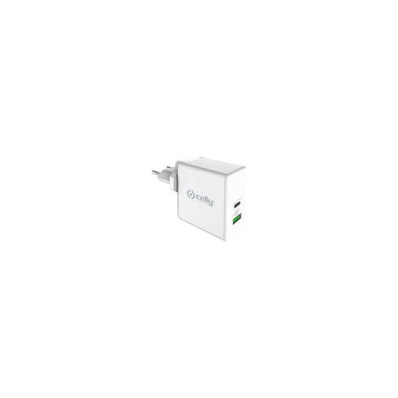 Cargador Pared CELLY 45W 1xUSB-C 1xUSB-A (TCUSBC45WWH)