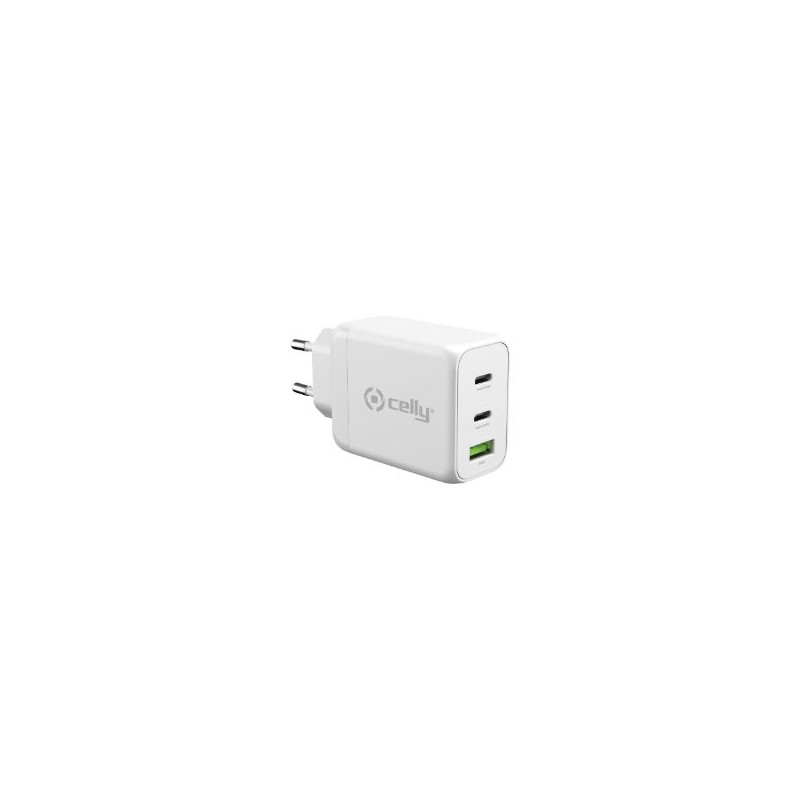 Cargador de Pared CELLY 65W 1USB-A 2USB-C (TC3GAN65WWH)