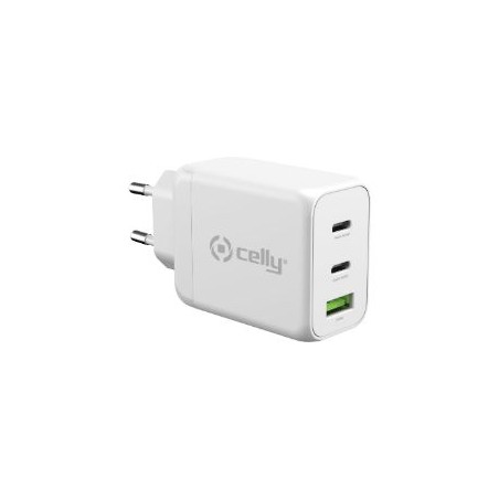 Cargador de Pared CELLY 65W 1USB-A 2USB-C (TC3GAN65WWH)