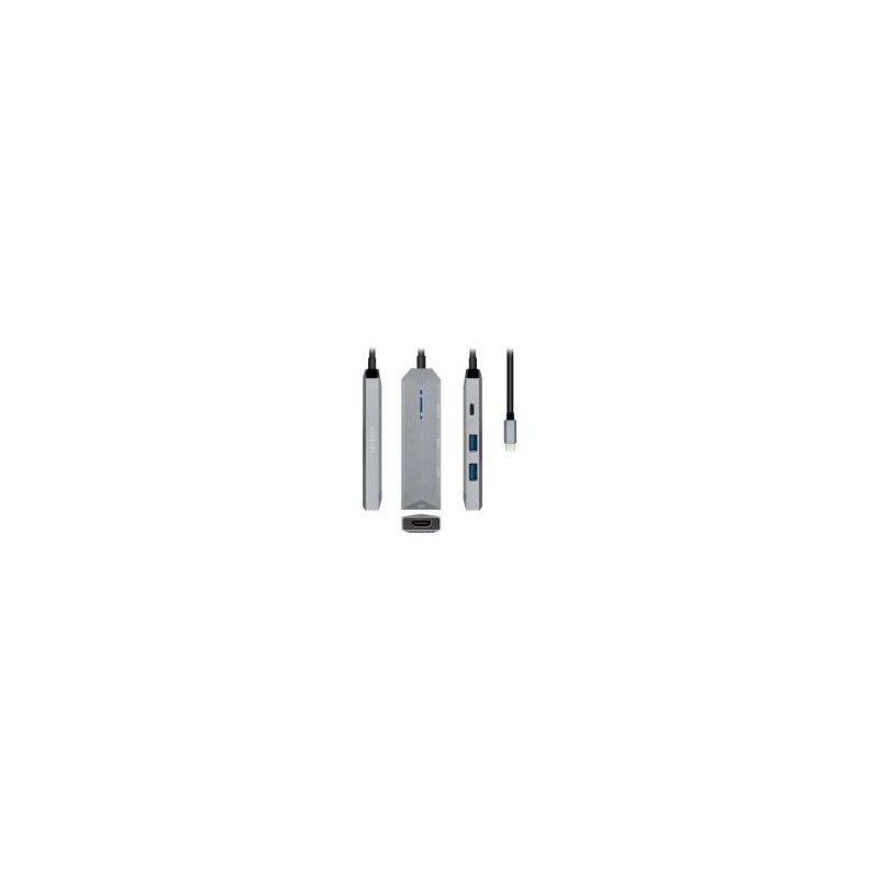Adaptador AISENS 5en1 USB-C 15cm Gris (ASUC-5P003-GR)