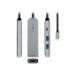 Adaptador AISENS 5en1 USB-C 15cm Gris (ASUC-5P003-GR)