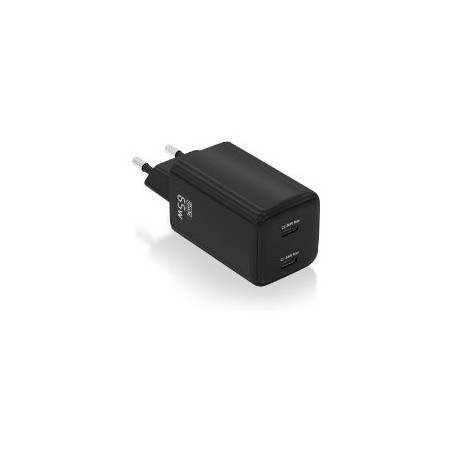 Cargador AISENS 2xUSB-C 65W Negro (ASCH-65W2P040-BK)