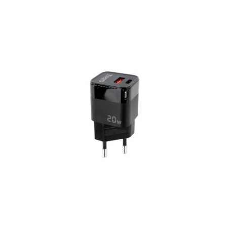 Cargador Pared TooQ 20W 1USB 1USB-C Negro (TQWC-QCPD20)