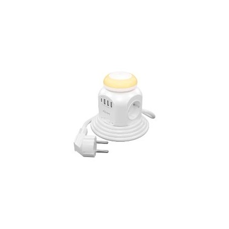 Regleta AISENS 4xSchuko 4xUSB Blanca (ASPS-3A1CL01-W)