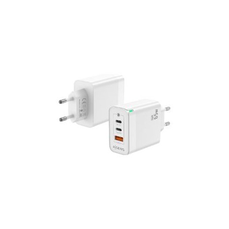 Cargador Pared AISENS 2Usb-C Usb-A 65W(ASCH-65W3P007-W)