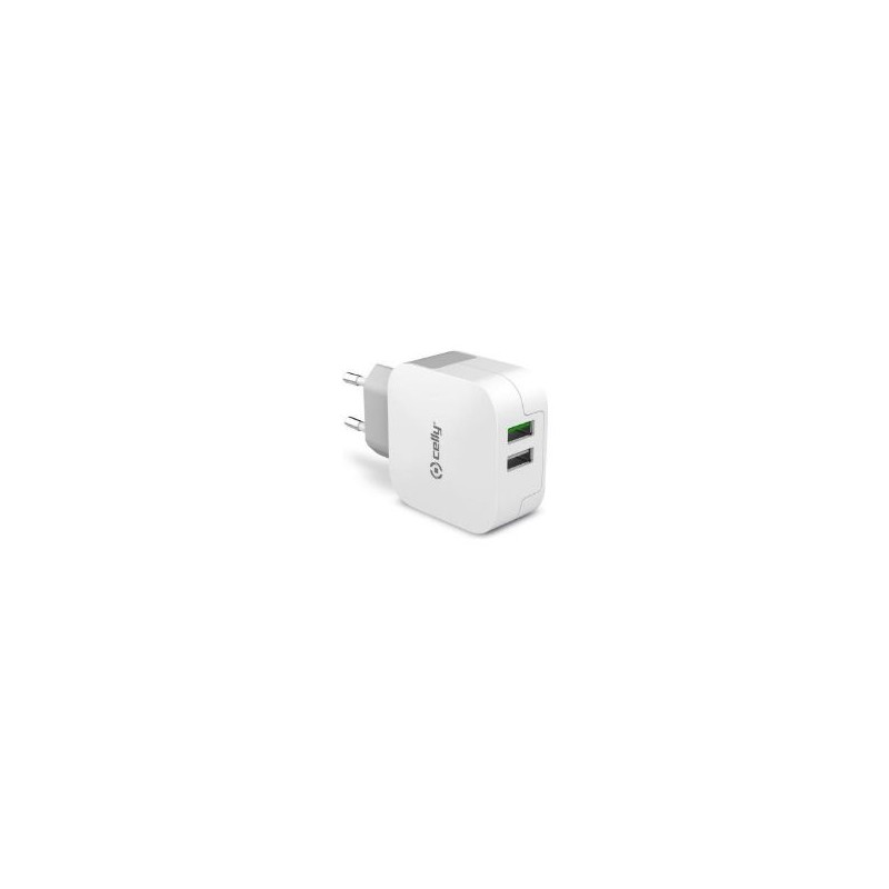 Cargador de Pared CELLY 2xUSB-A Blanco (TC2USBTURBO) Cargador de Pared CELLY 2xUSB-A Blanco (TC2USBTURBO)