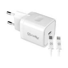 Cargador CELLY 1xUSB-C Cable Lightning (TC1C20WLIGHTWH)