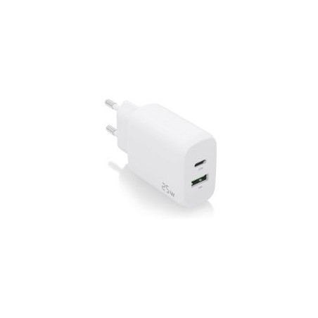 Cargador Pared AISENS USB-C USB-A 25W Blanco(A110-0758)