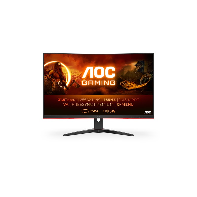 Monitor Gaming AOC 32" VA 2K 165Hz Curvo (CQ32G2SE/BK)