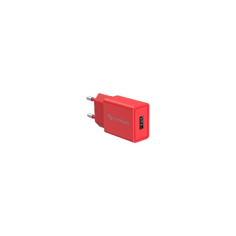Cargador Pared NUBBEH 1USB-A 10W Rojo (NBWALLCHUSBR10)