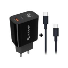 Cargador NUBBEH Bhoot 30W + Cable USB-C 18W 1.5m Negro