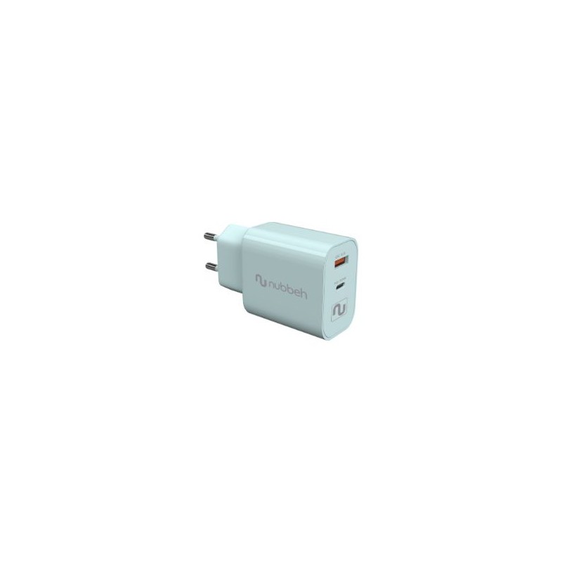 Cargador Pared NUBBEH USB-C 30W PD Turquesa(NBWALLCHT)