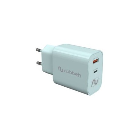 Cargador Pared NUBBEH USB-C 30W PD Turquesa(NBWALLCHT)