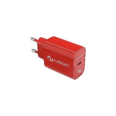 Cargador Pared NUBBEH 1USB-C 25W Rojo (NBWALLCHCR25)