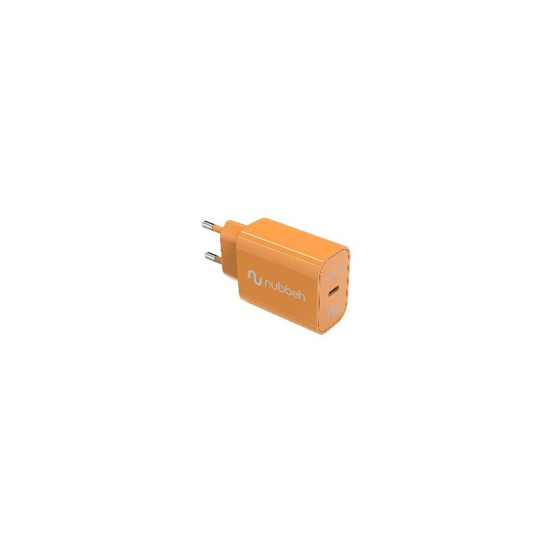 Cargador Pared NUBBEH 1USB-C 25W Naranja (NBWALLCHCO25)