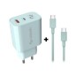 Cargador NUBBEH Bhoot 30W Cable USB-C 60W 1.5m Turquesa