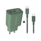 Cargador NUBBEH Bhoot 30W Cable USB-C/C 60W 1.5m Verde