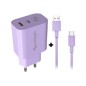 Cargador NUBBEH Bhoot 30W + Cable USB-A/C 18W 1.5m Lila