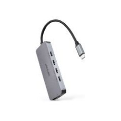 Hub Nanocable USB-C a 4xUSB-C DP 100W Gris (10.16.4505)
