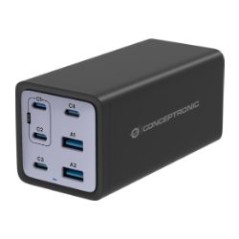 Cargador CONCEPTRONIC 200W USB-A/C Negro (OZUL06BE)