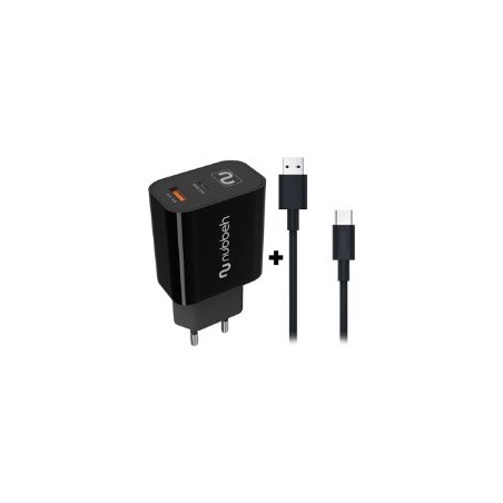 Cargador NUBBEH Cable USB Negro (NBWALLCHB/NBCABLACB)