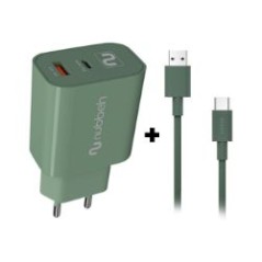 Cargador NUBBEH Bhoot 30W Cable USB-A/C 18W 1.5m Verde
