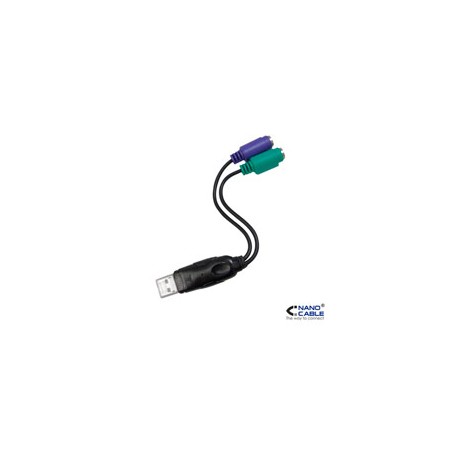 Nanocable USB-A/M a 2xPS/2/H 15cm Negro (10.03.0101)