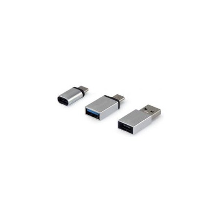 Adaptadores EQUIP USB-A USB-C mUSB Plata (EQ133475)
