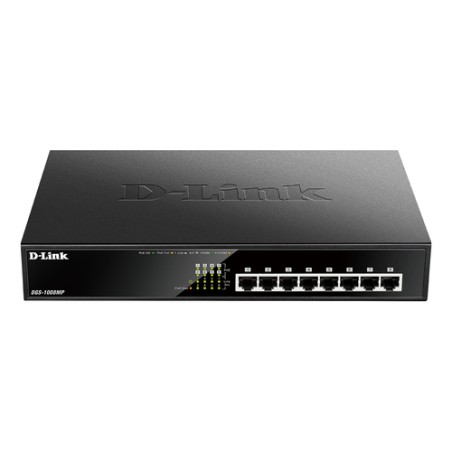Switch D-Link 8xRJ45 GbE PoE Rack 1U Negro (DGS-1008MP)