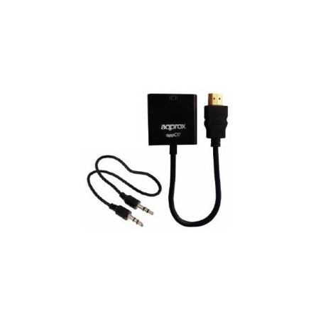 Adaptador Approx HDMI/M a VGA/H + 3.5mm Negro (APPC17)