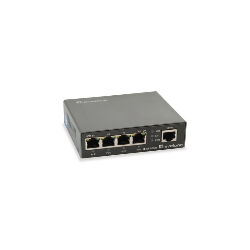 Switch LevelOne 5xRJ45 GbE 4xPoE 60W Negro (GEP-0523)