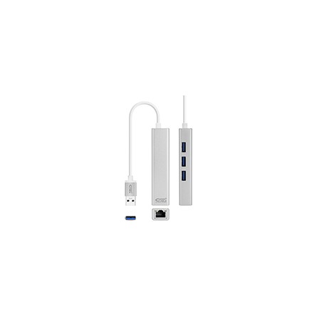 Nanocable 3xUSB 3.0 a RJ45 15cm Plata (10.03.0403)