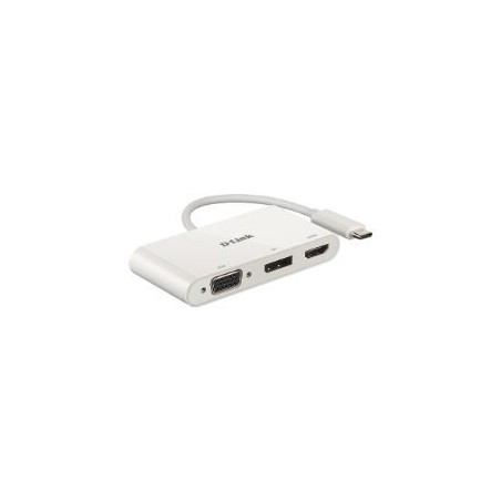 Hub D-link USB-C 3.0 HDMI VGA DP Blanco (DUB-V310)
