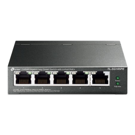 Switch TP-Link 5xRJ45 GbE PoE+ 65W Negro (TL-SG105PE)