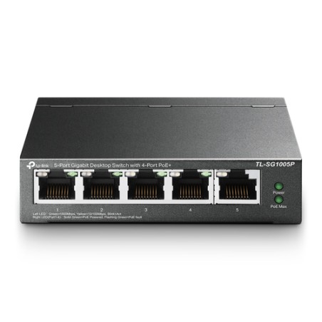 Switch TP-Link 5xRJ45 GbE PoE 56W Negro (TL-SG1005P)