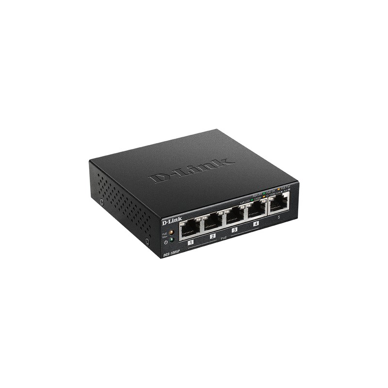 Switch D-Link 5p 10/100/1000 PoE Negro (DGS-1005P)