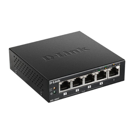Switch D-Link 5p 10/100/1000 PoE Negro (DGS-1005P)
