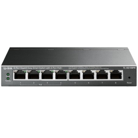 Switch TP-Link 8xRJ45 GbE PoE 55W Negro (TL-SG108PE)