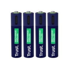 Pilas Recargables Trust AAA USBC-C Pack 4 Azul (25671)